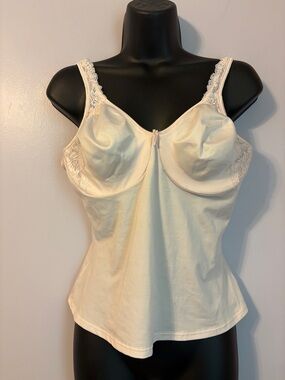 Bali 8318 Light Pink VTG Y2K Satin Lace Underwired Bra Tank Camisole size 38C